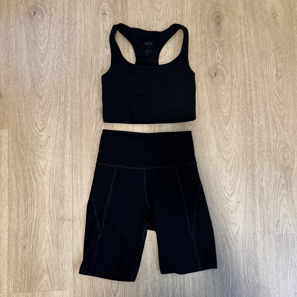 Girlfriend Collective Black Bra & Bike Short Set (Xs)